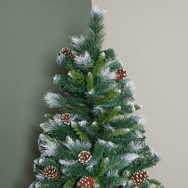 Samuel Alexander 7ft (2.1m) Frosted Glacier Pine Snow Tipped Christmas Tree with Pinecones and 956 Tips