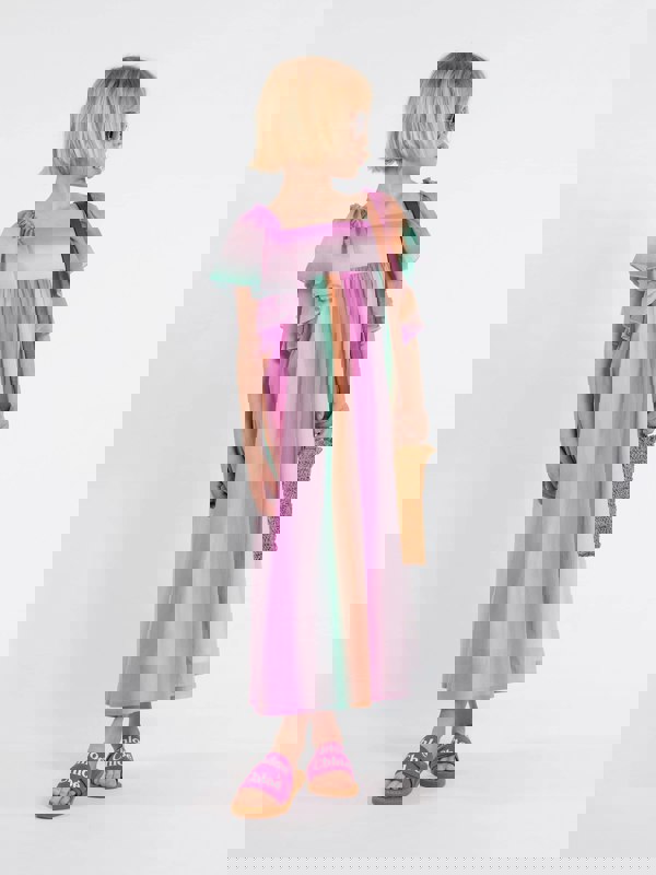 Chloé Girls Crepe Rainbow Dress in Multicolour