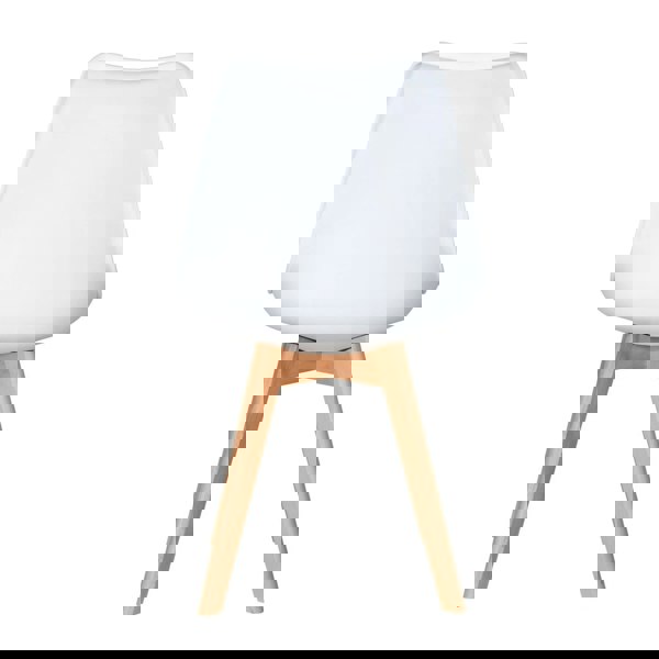 Life Interiors Single Scandinavian Dining Chair with Leather Cushions Solid Wood Legs