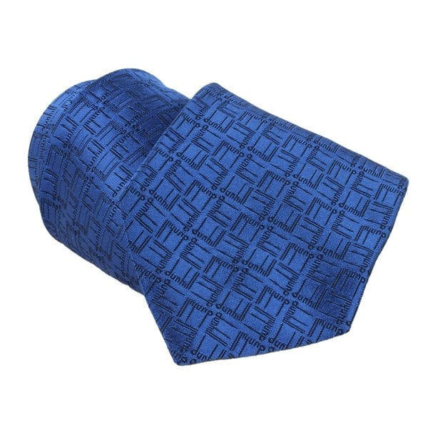 Dunhill silk tie in a geometric longtail pattern royal blue