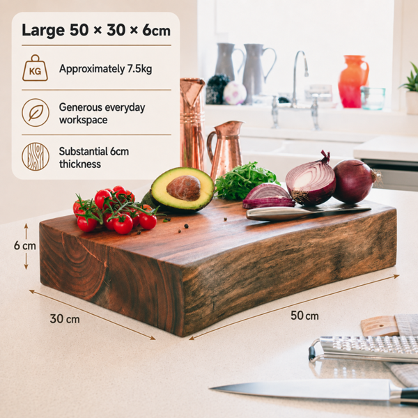 Downton Interiors Professional Chef Live Edge Acacia Wood Chopping Board - Large