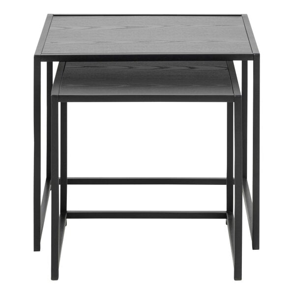 Wyld Haus Set of 2 El Paso Black Metal and Veneer Nesting Tables