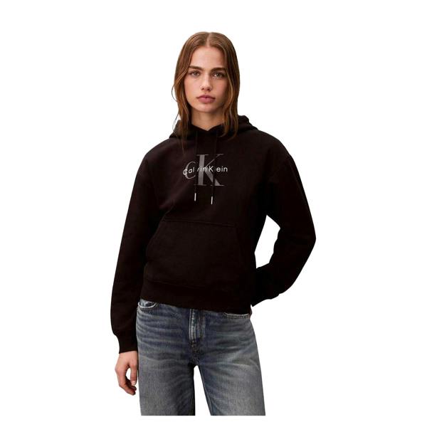 Calvin Klein Womens/Ladies Jeans Jersey Logo Hoodie - Black - 