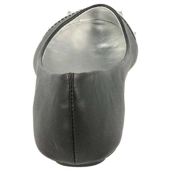 Spot On Ladies Spot On Flat Casual Ballerina Studded Metal Toecap