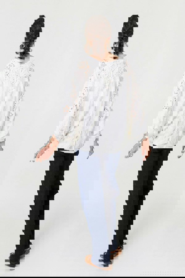 Cream | Crochet Texture 3/4 Sleeve Cardigan
