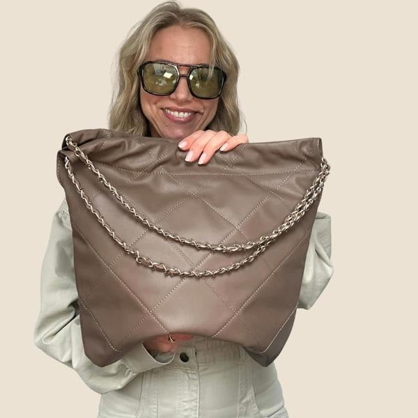 Quilted Leather Bag with Chain Strap