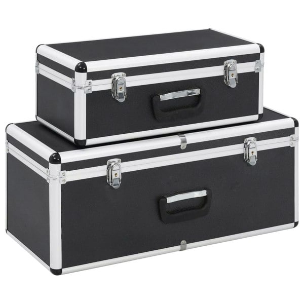 Berkfield Storage Cases 2 pcs Black Aluminium
