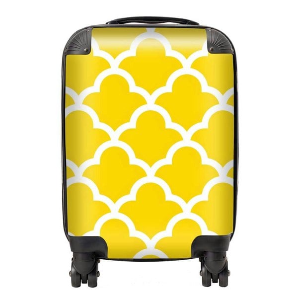 Warren Reed Geometric Yellow Quatrefoil Wave Suitcase