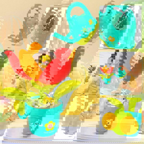 deAO Toys Sunflower Bath Sprinkler Toy – Pop-Up Blooming Flower with Strong Suction Cup & Cute Watering Can – Fun Water Play for Toddlers & Babies