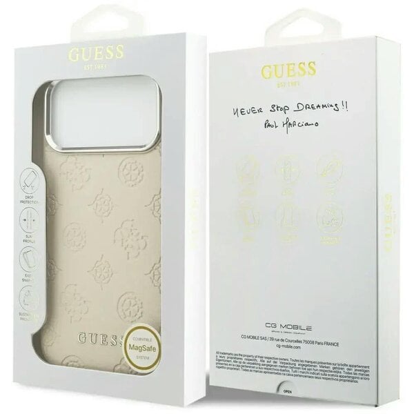 Guess Peony Hot Stamp Script Case with MagSafe for iPhone 17 Pro Max 6.9" Beige - GUHMP17XPSPOSSSE