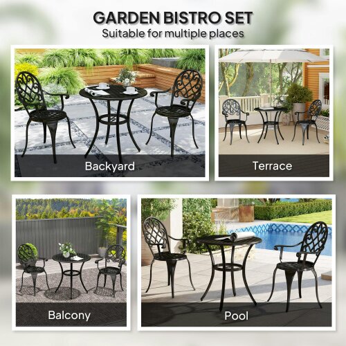 Wyld Haus Ninette Aluminium Black 3 Piece Garden Bistro Set