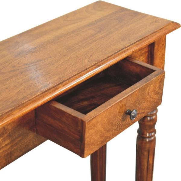 Artisan Furniture Solid Wood Turned Legs 1 Drawer Chestnut Console