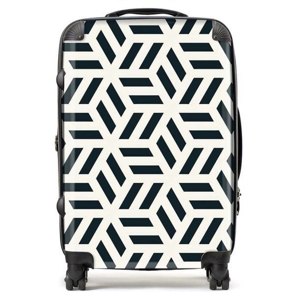 Warren Reed Geometric Monochrome Hexagonal Pattern Suitcase