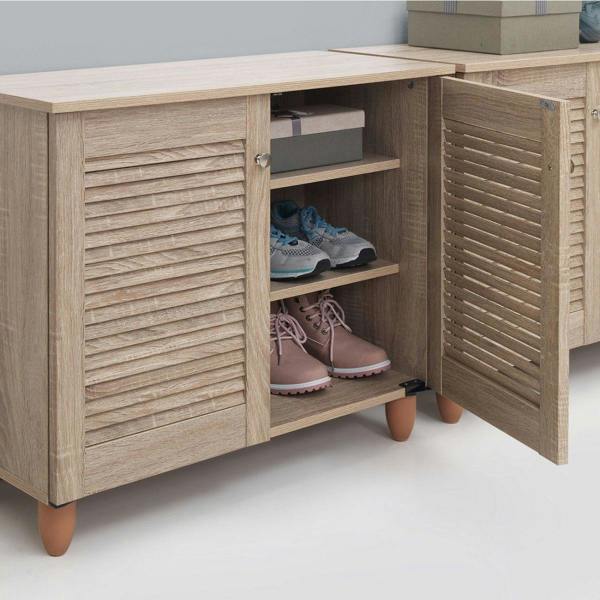 Timber Art Design Modern Shoe Storage Cabinet 2 Doors Footwear Stand Rack Unit Cupboard