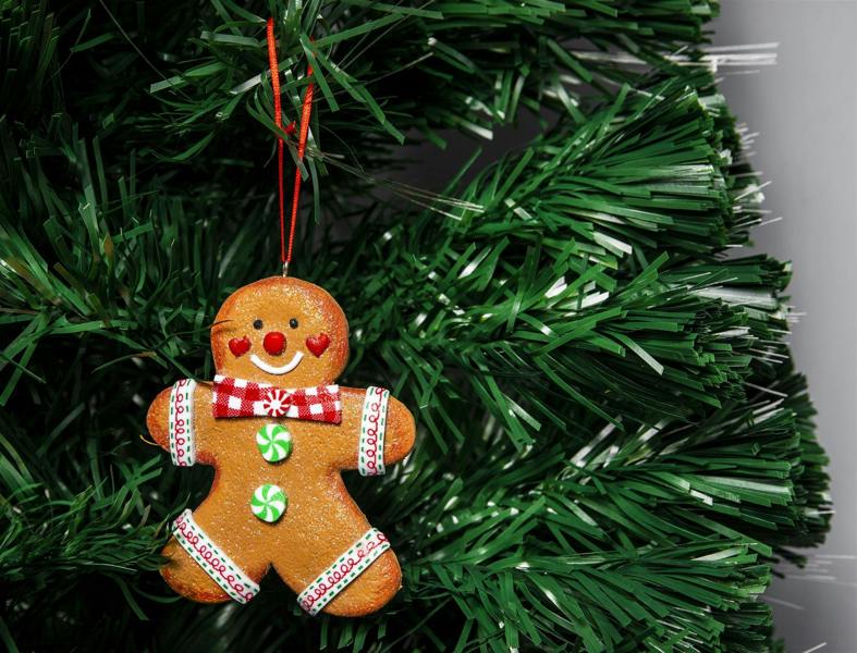 Christmas Tree Hanging Decorations Traditional Gingerbread Cookie Couple with Ribbons image 9