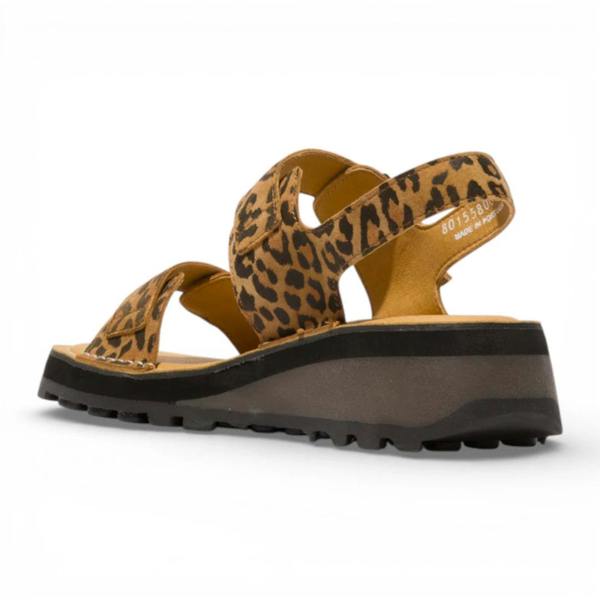 Fly London HEIF558FLY - Women’s Tan Leather Wedge Buckle Sandals