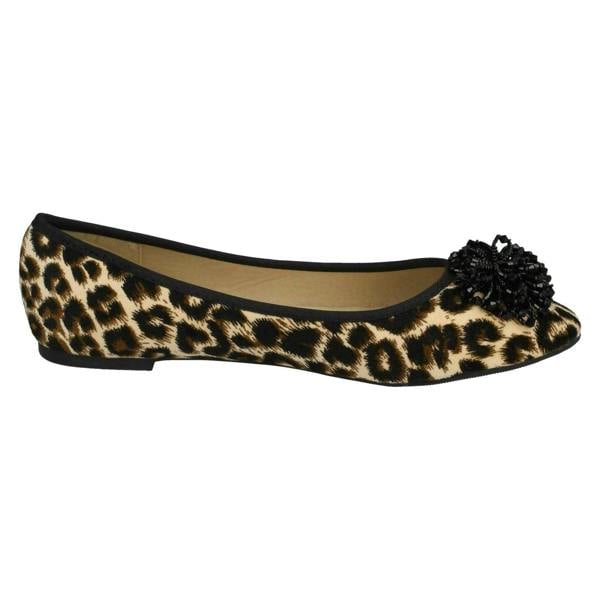 Spot On Ladies Spot On Beaded Ruffle Vamp Flat Ballerina