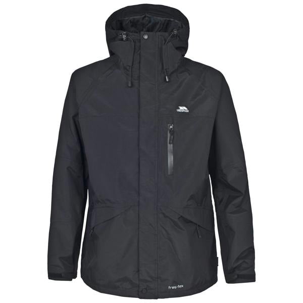 Trespass Mens Corvo Hooded Full Zip Waterproof Jacket/Coat - Black