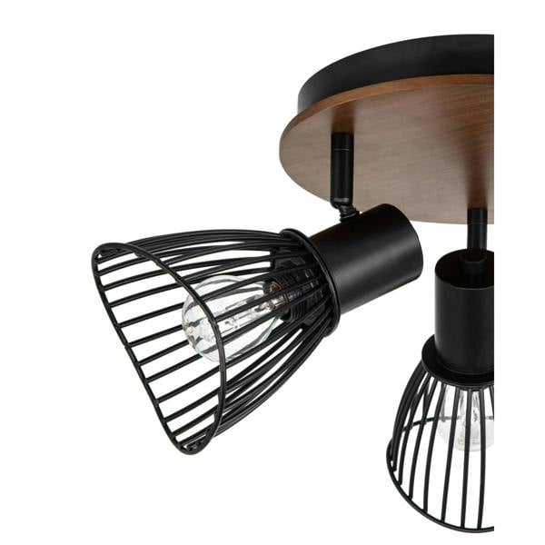 COSYLYTE Hadley 3 Light Matt Black Wire Shade Spotlight