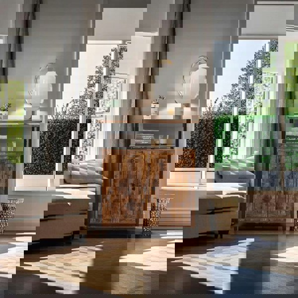 Modcraft Industrial Storage Cabinet with Slat Door and Adjustable Shelves - Rustic Brown