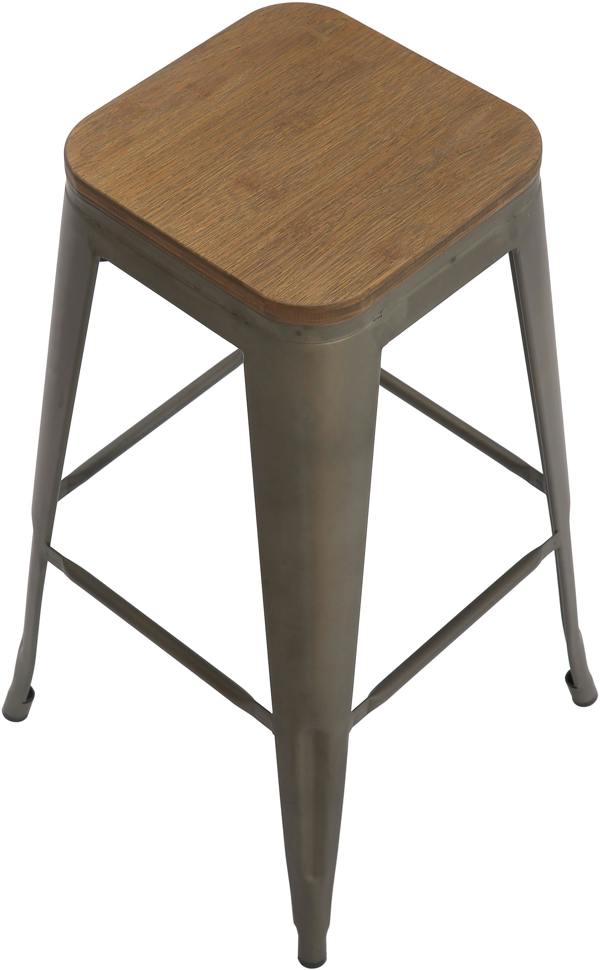 Lamboro Tolix Breakfast Bar Stool, Fixed Black Legs And Footrest, Easy Clean, Home & Kitchen Barstool, Rustic Wooden Brown