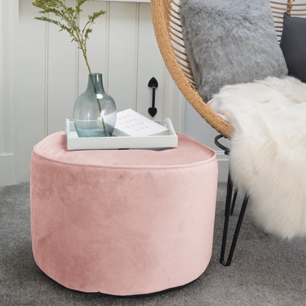 rucomfy Velvet Pouffe - Indoor Bean Bag Footstool
