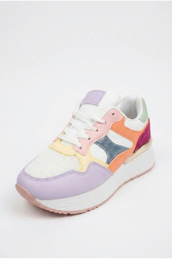 Amber Womens Chunky Platform Trainers - Pink