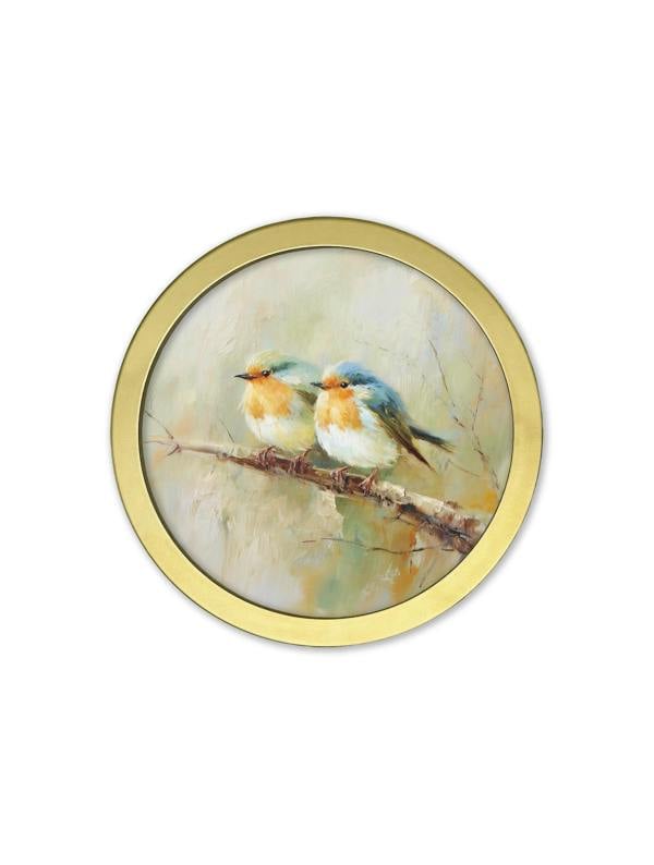 Exceptional Art Garden Birds - 30cm Gold Round Box Frame