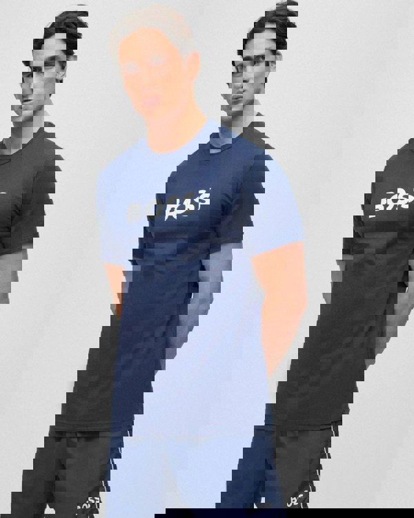BOSS Orange RN Mens Relaxed Fit T-Shirt With Contrast Logo - Navy 413