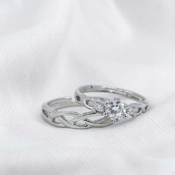 Couple Promise Braid Ring set