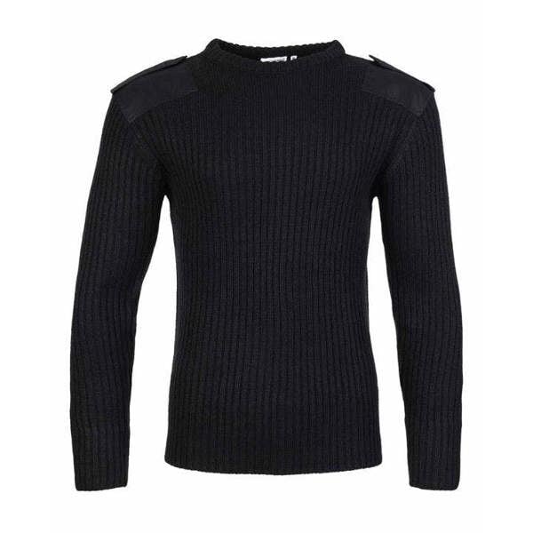 Black Fort Crew Neck Military Style Combat Jumper for Men