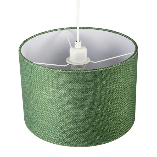 Vineyard Green Textured Linen Pendant Lighting Shade with Diffuser Image 4