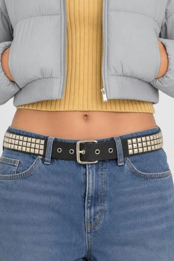 SVNX Black Silver Studded Belt
