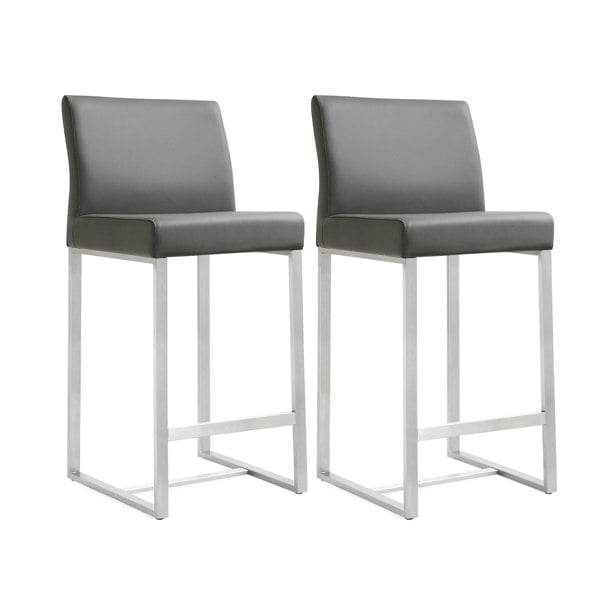 Furniture Edit Denmark Grey Stainless Steel Counter Stool Set of 2