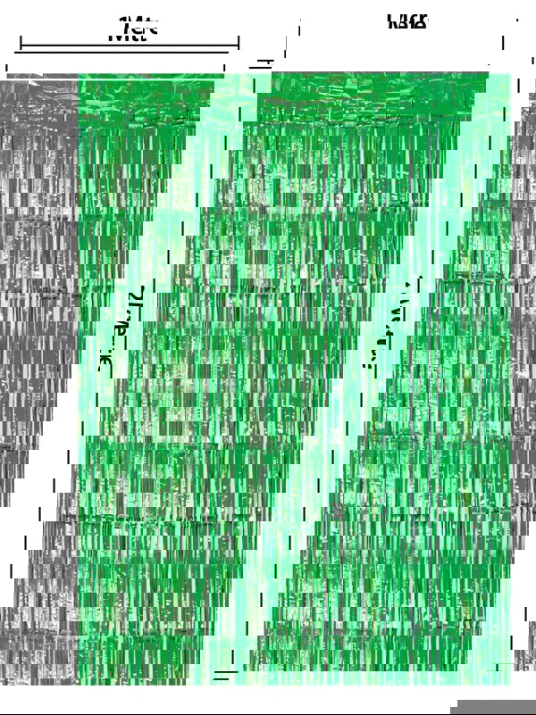 Cheetah Shimmer Tinsel Curtain, 2M x 1M Green