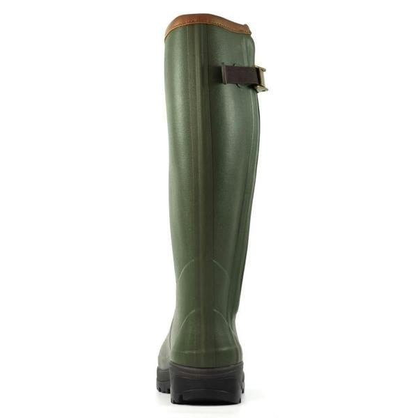 Grisport GriSport Delta Mens/Womens Zip Up Neoprene Fishing Hunting Farm Wellies Boots, green waterproof rubber rain boots with zipper and buckle, for outdoor activities.