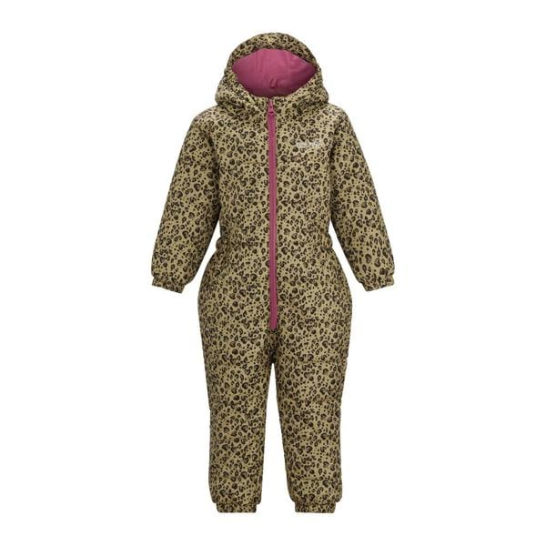 Regatta Childrens/Kids Penrose Heart Leopard Print Quilted Puddle Suit - Beige/Dark Brown/Violet - 