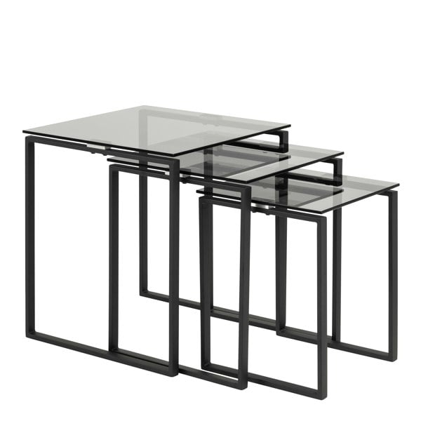 Furniture To Go Katrine Nest of Tables with Smoked Glass Top Set of 3