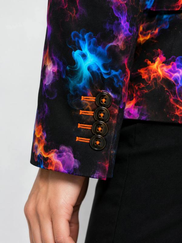 Layered black and grey smoke pattern on the Noir Tempest blazer