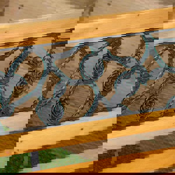 Samuel Alexander 2 Seater Outdoor Wooden & Cast Iron Garden Bench with Rose Design