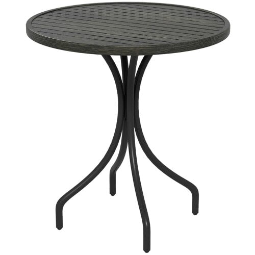 Wyld Haus Nari Galvanised Steel Grey Round Garden Table Slatted Design