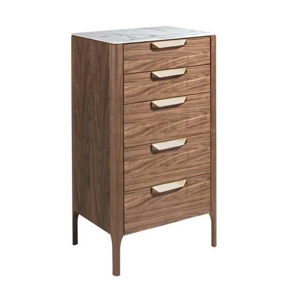 Angel Cerdá Walnut Chiffonier With Marble-look Glass Top 7039