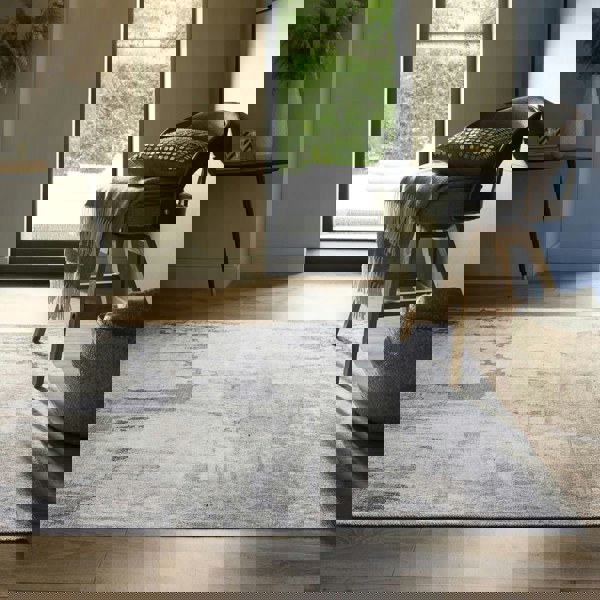 Eco-Washable Grey Rug Abstract Design