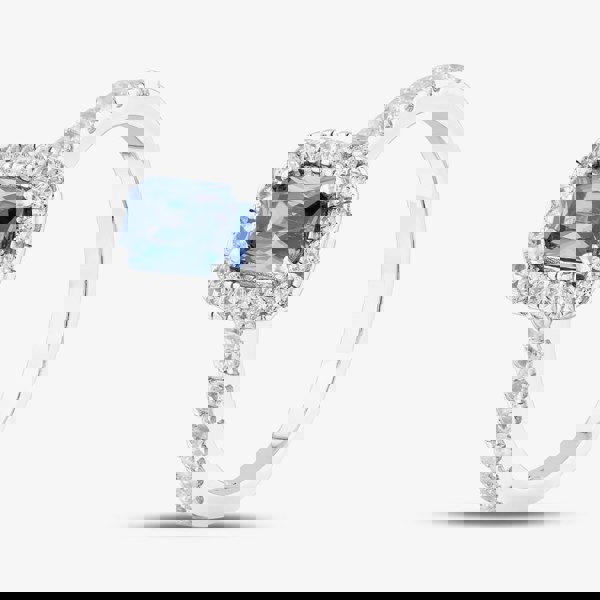 T. H. Baker Sterling Silver Emerald Cut Blue Tanzanite Cluster Ring S2190