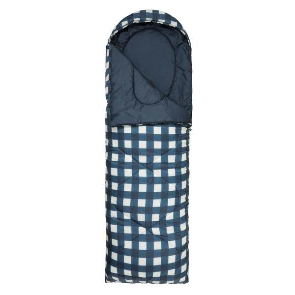 Mountain Warehouse Mid Season Checked Left Zip Sleeping Bag - Dark Blue - 