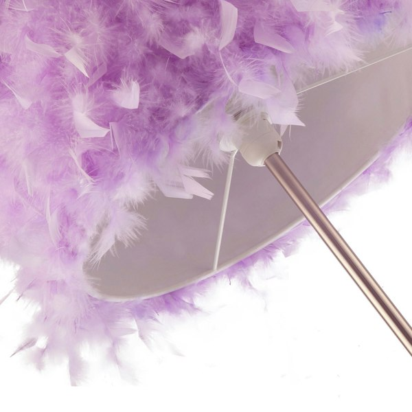 Modern and Chic Soft Lilac Feather Floor Lamp with Satin Nickel Plated Base Image 5