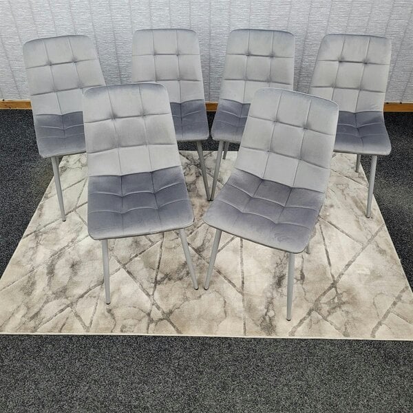 Kosy Koala Dining Chairs Set of 6 Grey Velvet Kitchen Chairs