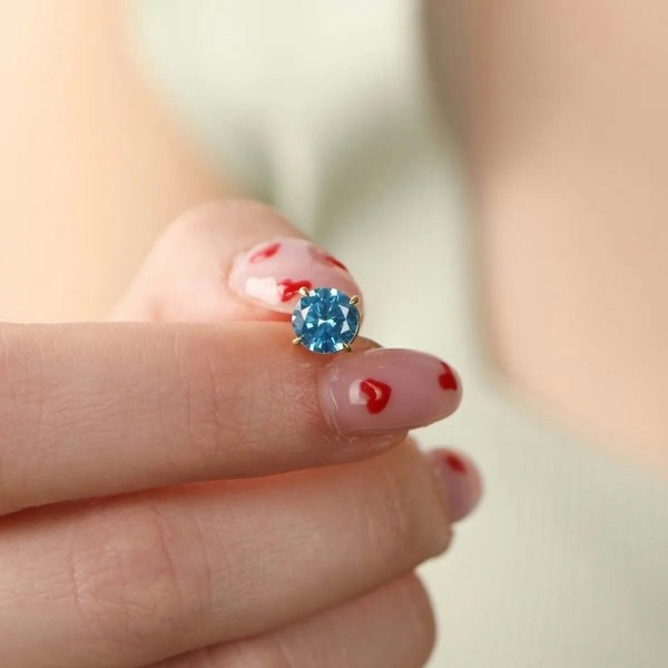 Spero London 9ct Gold Blue Topaz Stud Earrings