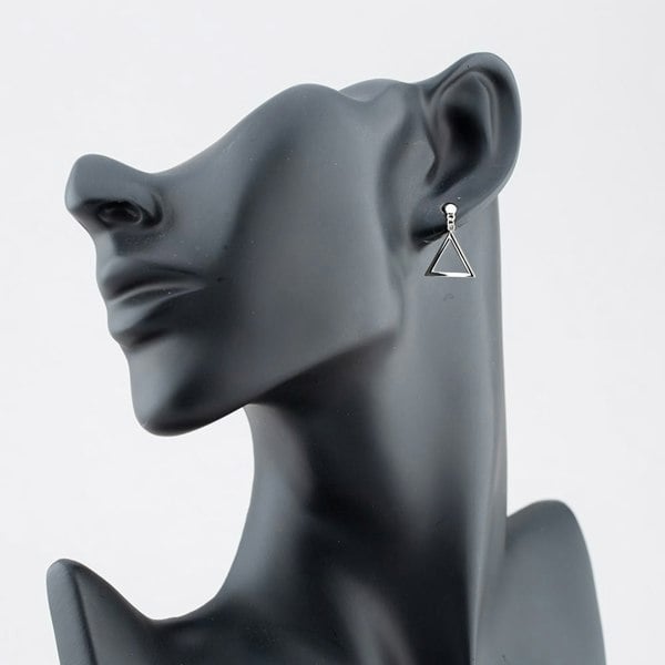 T. H. Baker Silver Open Cut Triangle Dropper Stud Earrings SE06905A