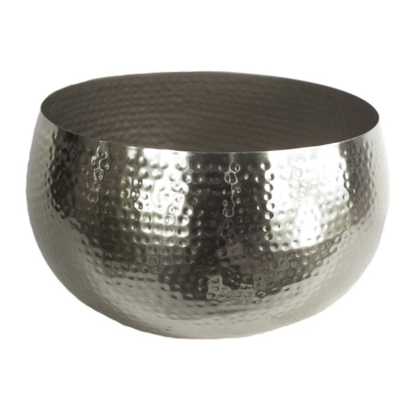 Leaf XL Metal bowl 32 x 20cm Hammered Silver Colour - Straight Edge